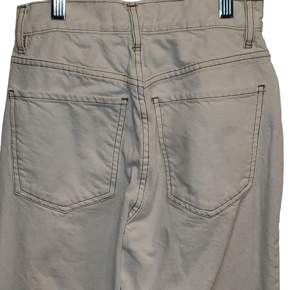 Pacsun Cream Wash Dad Jean Straight Frayed Distressed Ripped Jeans 24 - Picture 5 of 10